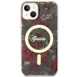 Guess Flower MagSafe case for iPhone 14 - green