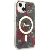 Guess Flower MagSafe case for iPhone 14 - green