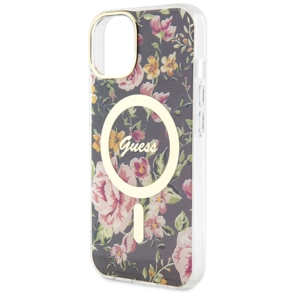Guess Flower MagSafe case for iPhone 14 - black