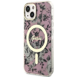 Guess Flower MagSafe case for iPhone 14 - pink