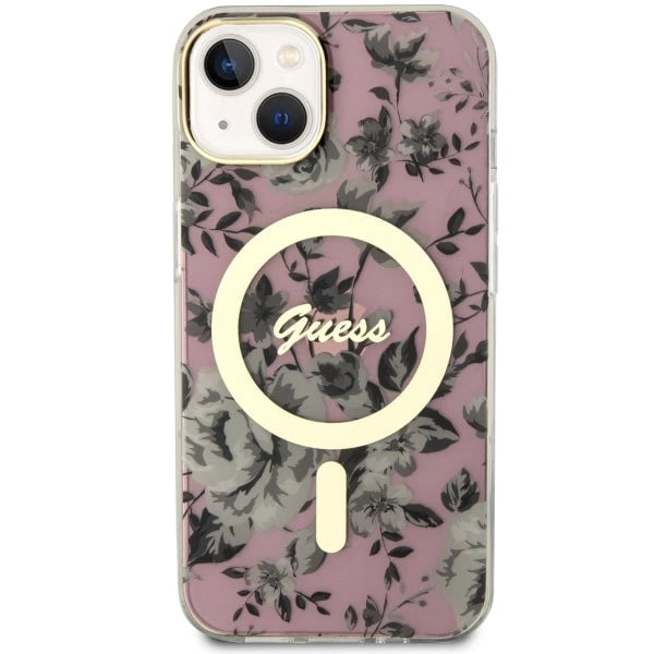 Guess Flower MagSafe case for iPhone 14 - pink