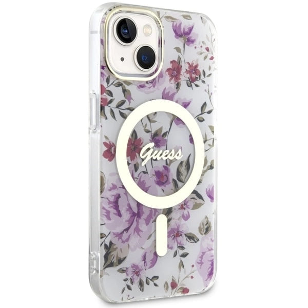 Guess Flower MagSafe case for iPhone 14 - transparent