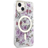 Guess Flower MagSafe case for iPhone 14 - transparent