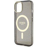 Guess Glitter Gold MagSafe case for iPhone 14 - black
