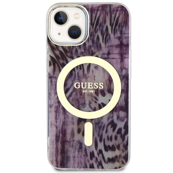 Guess Leopard MagSafe-hylster til iPhone 14 - pink