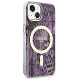 Guess Leopard MagSafe-hylster til iPhone 14 - pink