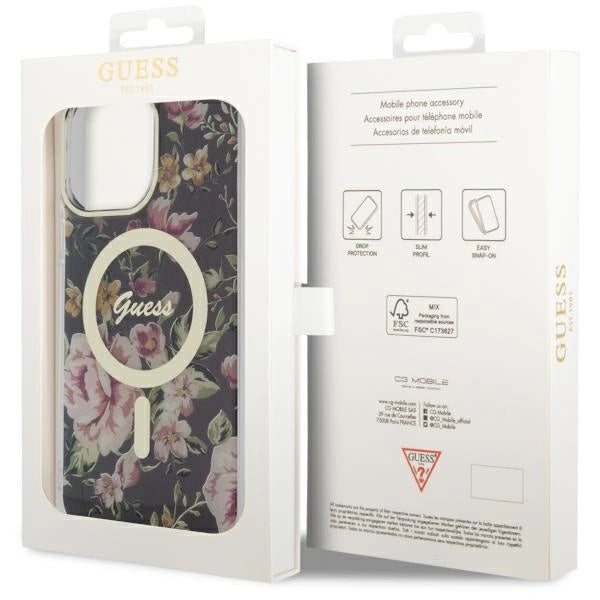 Guess GUHMP14XHCFWSK iPhone 14 Pro Max 6.7" black/black hardcase Flower MagSafe