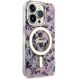 Guess GUHMP14XHCFWSP iPhone 14 Pro Max 6.7" pink/pink hardcase Flower MagSafe
