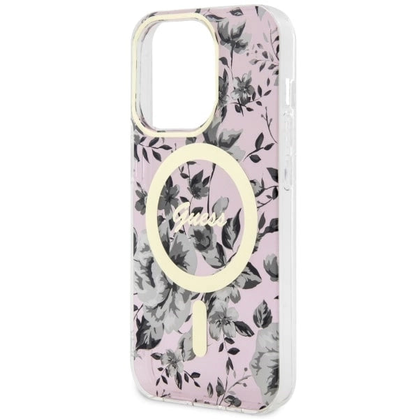 Guess GUHMP14XHCFWSP iPhone 14 Pro Max 6.7" pink/pink hardcase Flower MagSafe