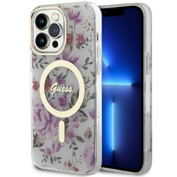 Guess GUHMP14XHCFWST iPhone 14 Pro Max 6.7" gennemsigtige hardcase Flower MagSafe