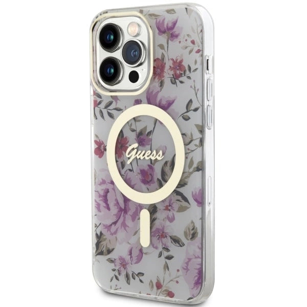 Guess GUHMP14XHCFWST iPhone 14 Pro Max 6.7" gennemsigtige hardcase Flower MagSafe