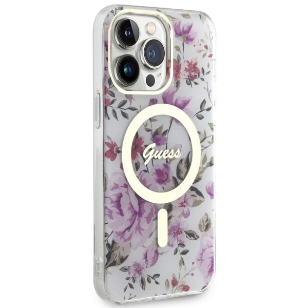 Guess GUHMP14XHCFWST iPhone 14 Pro Max 6.7" gennemsigtige hardcase Flower MagSafe