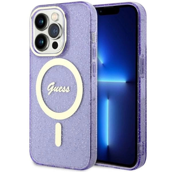 Guess GUHMP14XHCMCGU iPhone 14 Pro Max 6.7" lilla/lila hardcase Glitter Gold MagSafe