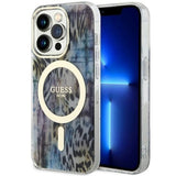 Guess GUHMP14XHLEOPWB iPhone 14 Pro Max 6.7" blå/blå hardcase Leopard MagSafe