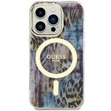 Guess GUHMP14XHLEOPWB iPhone 14 Pro Max 6.7" blå/blå hardcase Leopard MagSafe