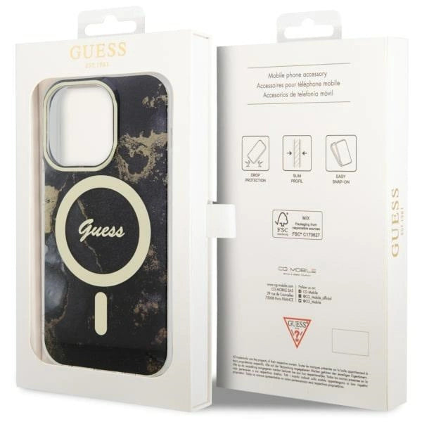 Guess GUHMP14XHTMRSK iPhone 14 Pro Max 6.7" black/black hardcase Golden Marble MagSafe