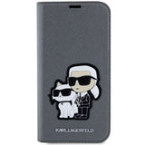 Karl Lagerfeld KLBKP14SSANKCPG iPhone 14 6.1" bookcase silver/silver Saffiano Karl & Choupette