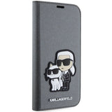 Karl Lagerfeld KLBKP14SSANKCPG iPhone 14 6.1" bookcase silver/silver Saffiano Karl & Choupette