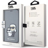 Karl Lagerfeld KLBKP14SSANKCPG iPhone 14 6.1" bookcase silver/silver Saffiano Karl & Choupette