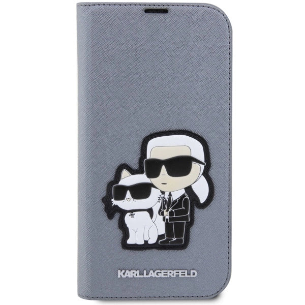 Karl Lagerfeld KLBKP14XSANKCPG iPhone 14 Pro Max 6.7" bookcase silver/silver Saffiano Karl & Choupette