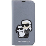 Karl Lagerfeld KLBKP14XSANKCPG iPhone 14 Pro Max 6.7" bookcase silver/silver Saffiano Karl & Choupette