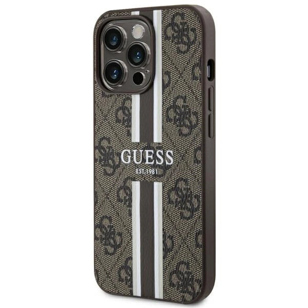 Guess GUHMP13LP4RPSW iPhone 13 Pro / 13 6.1" brown/brown hardcase 4G Printed Stripes MagSafe