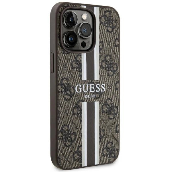 Guess GUHMP13LP4RPSW iPhone 13 Pro / 13 6.1" brown/brown hardcase 4G Printed Stripes MagSafe