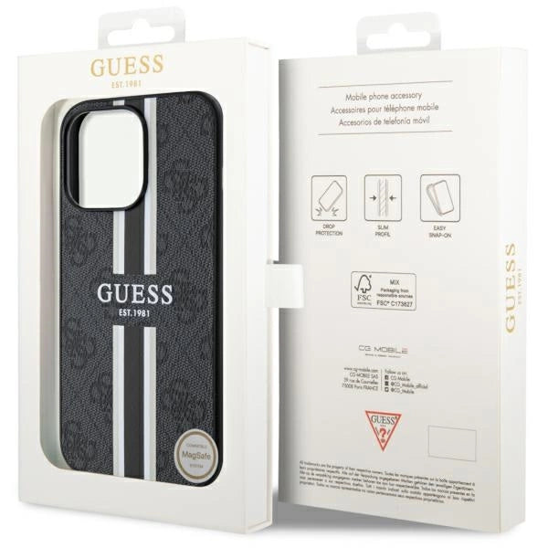Guess GUHMP13XP4RPSK iPhone 13 Pro Max 6.7" black/black hardcase 4G Printed Stripes MagSafe