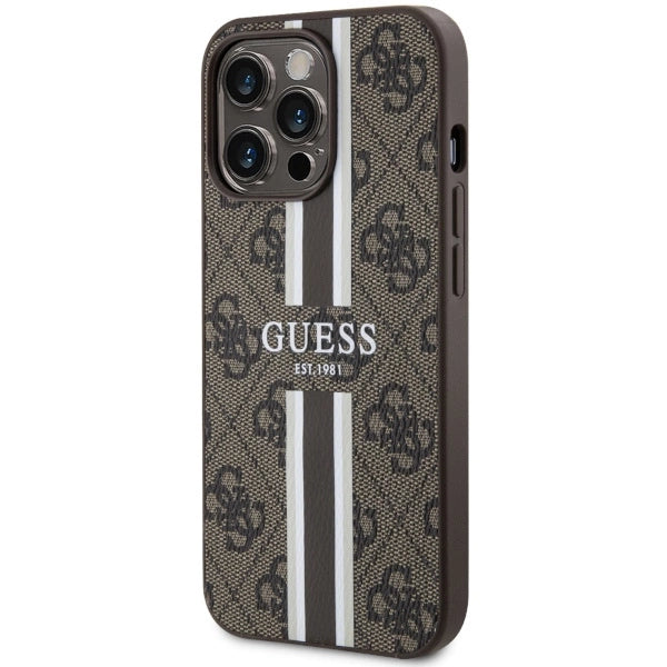 Guess GUHMP13XP4RPSW iPhone 13 Pro Max 6.7" brown/brown hardcase 4G Printed Stripes MagSafe