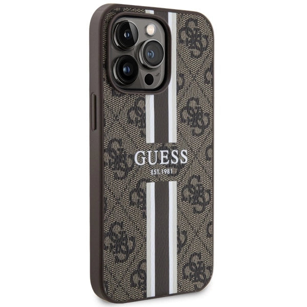 Guess GUHMP13XP4RPSW iPhone 13 Pro Max 6.7" brown/brown hardcase 4G Printed Stripes MagSafe