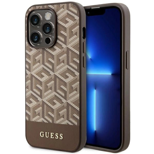 Guess GUHMP14LHGCFSEW iPhone 14 Pro 6.1" brun/brun hårdkasse GCube Stripes MagSafe