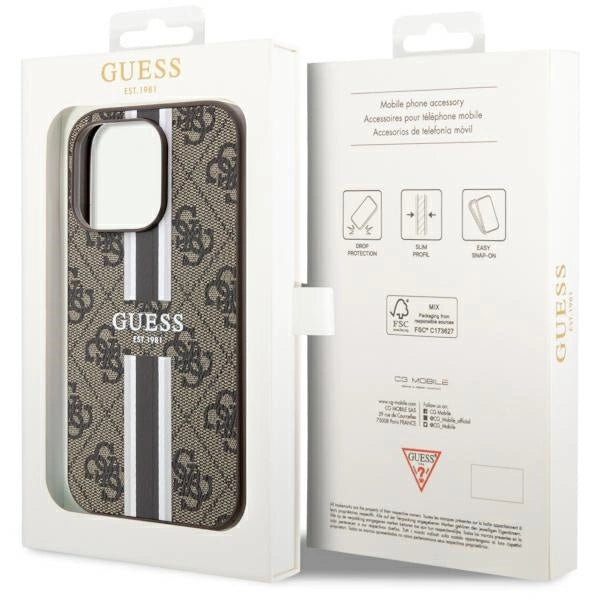 Guess GUHMP14LP4RPSW iPhone 14 Pro 6.1" brown/brown hardcase 4G Printed Stripes MagSafe