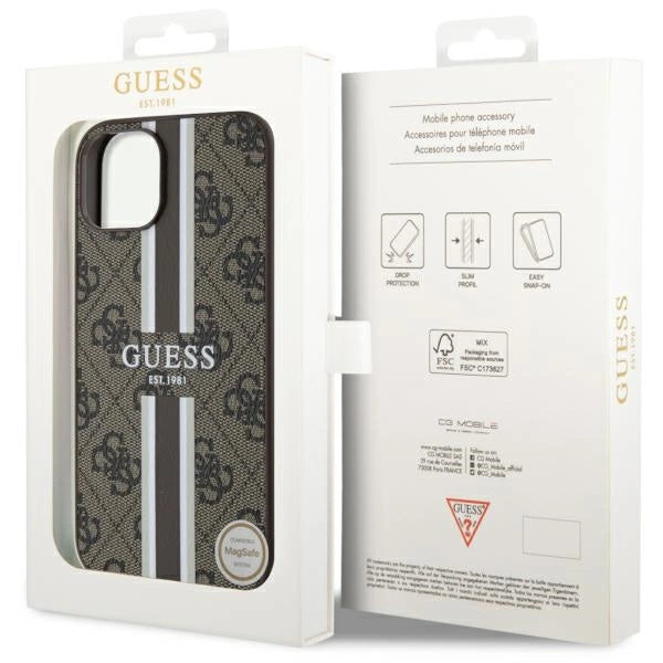 Guess GUHMP14MP4RPSW iPhone 14 Plus 6.7" brun/brun hardcase 4G Printed Stripes MagSafe