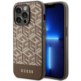 Guess GUHMP14XHGCFSEW iPhone 14 Pro Max 6,7" brun/brun hårdkasse GCube Stripes MagSafe