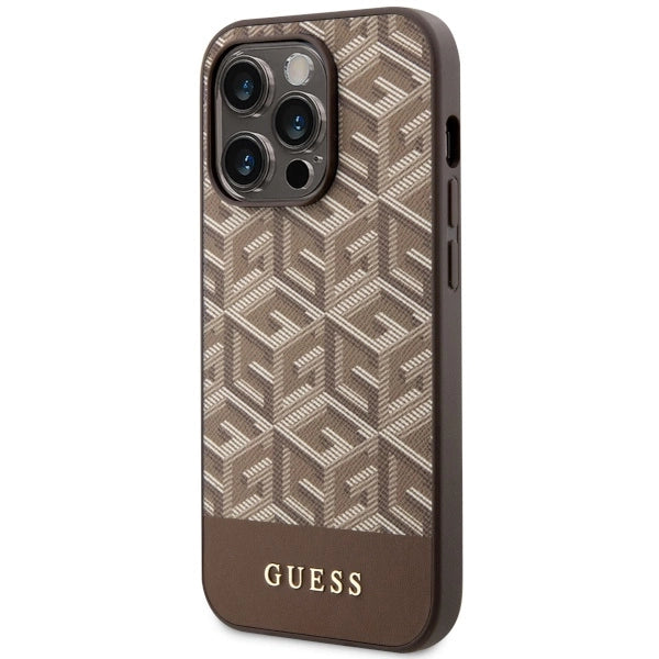 Guess GUHMP14XHGCFSEW iPhone 14 Pro Max 6,7" brun/brun hårdkasse GCube Stripes MagSafe