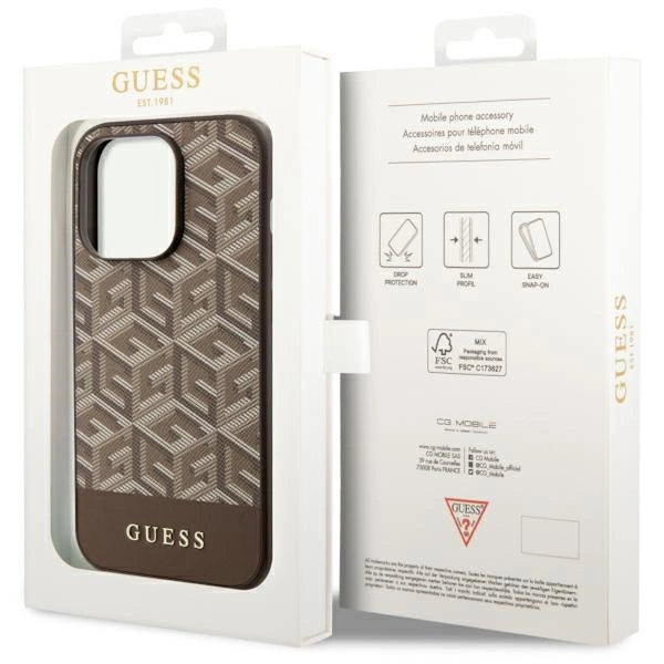 Guess GUHMP14XHGCFSEW iPhone 14 Pro Max 6,7" brun/brun hårdkasse GCube Stripes MagSafe