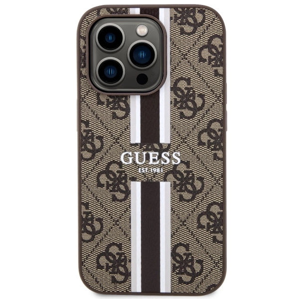 Guess GUHMP14XP4RPSW iPhone 14 Pro Max 6.7" brun/brun hardcase 4G Printed Stripes MagSafe