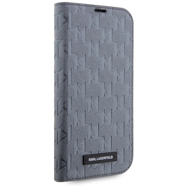 Karl Lagerfeld KLBKP14SSAKLHPG iPhone 14 6.1" bookcase silver/silver Saffiano Monogram