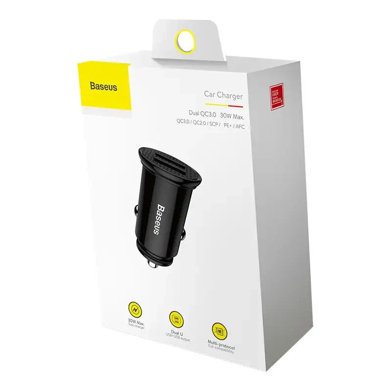 Baseus Circular 2xUSB QC3.0 5A 30W biloplader (sort)