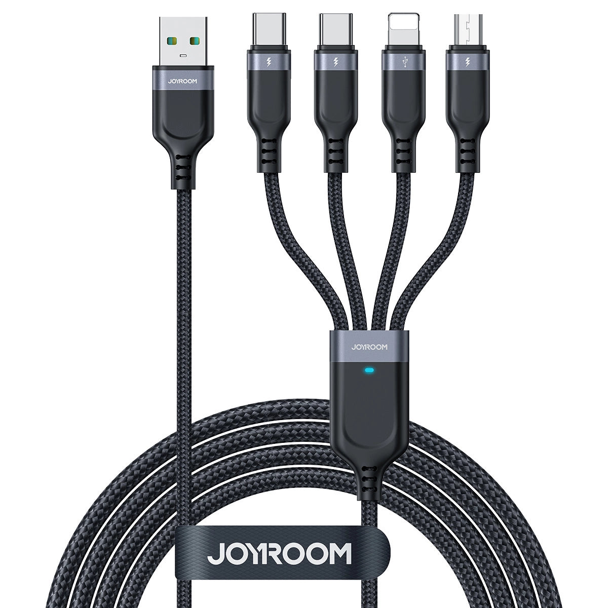 Joyroom Multi-Use Series S-A18 4in1 USB-A - USB-C / USB-C / Lightning / micro USB kabel 1,2 m - sort
