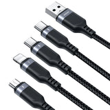 Joyroom Multi-Use Series S-A18 4in1 USB-A - USB-C / USB-C / Lightning / micro USB kabel 1,2 m - sort