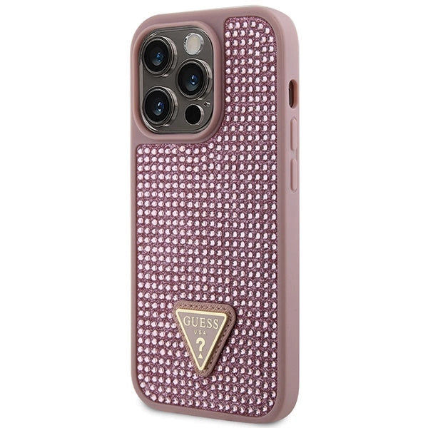 Guess GUHCP14LHDGTPP iPhone 14 Pro 6.1" pink/pink hardcase Rhinestone Triangle