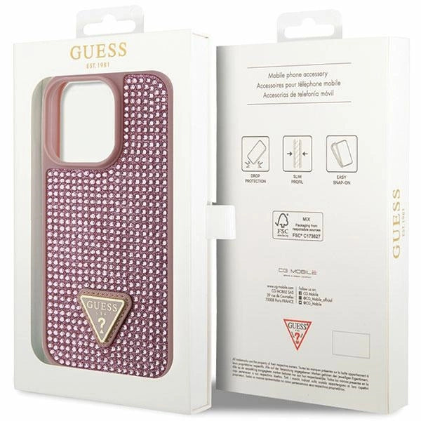 Guess GUHCP14LHDGTPP iPhone 14 Pro 6.1" pink/pink hardcase Rhinestone Triangle