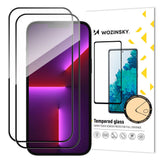 2 stykker fuldskærm tempereret glas med ramme-kasse venlig Wozinsky fuld lim iPhone 15 - sort