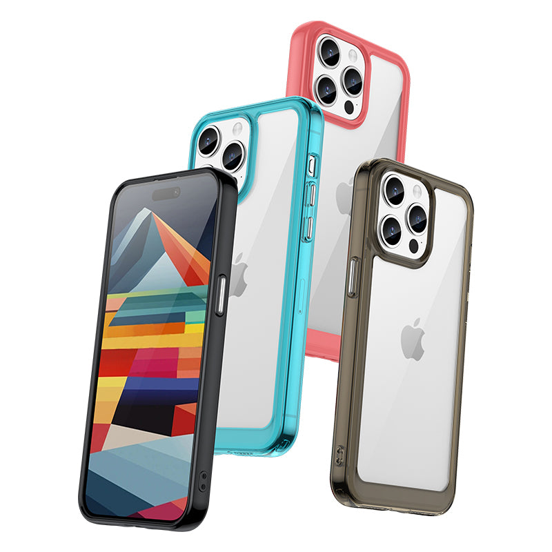 iPhone 15 Pro Outer Space forstærket kuffert med fleksibel ramme - sort