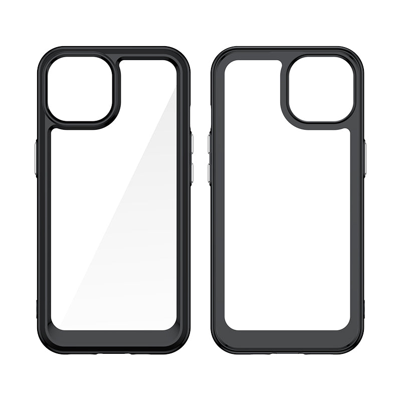 Forstærket kuffert med fleksibel ramme til iPhone 15 Plus Outer Space - sort
