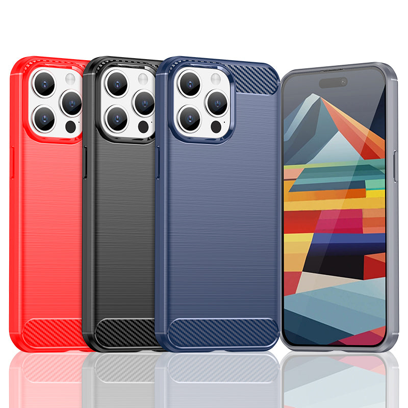Fleksibelt carbonmønster til iPhone 15 Pro Carbon Case - blå