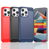 Fleksibelt carbonmønster til iPhone 15 Pro Carbon Case - blå