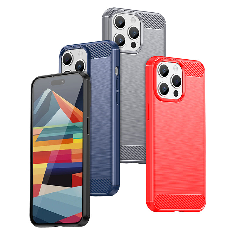 Fleksibelt carbonmønster til iPhone 15 Pro Carbon Case - blå