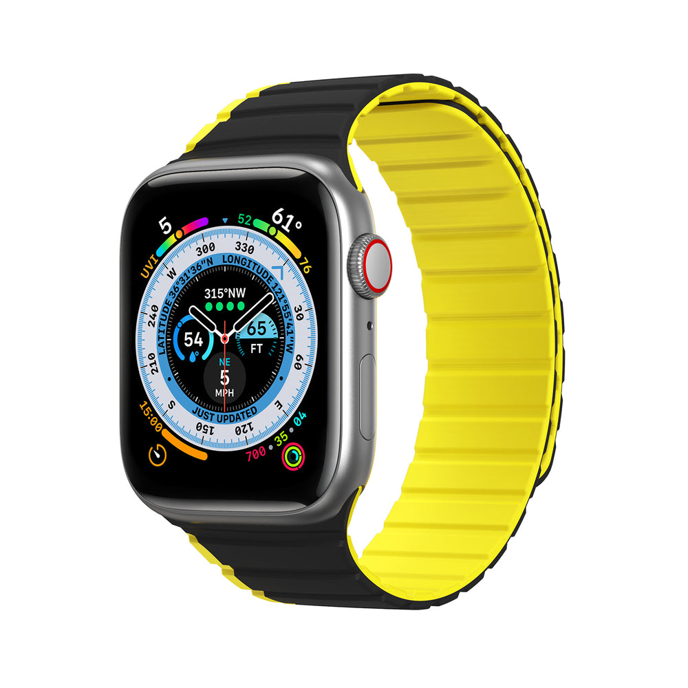 Magnetisk Apple Watch SE, 9, 8, 7, 6, 5, 4, 3, 2, 1 (41, 40, 38 mm) Dux Ducis Strap (LD Version) - sort og gul